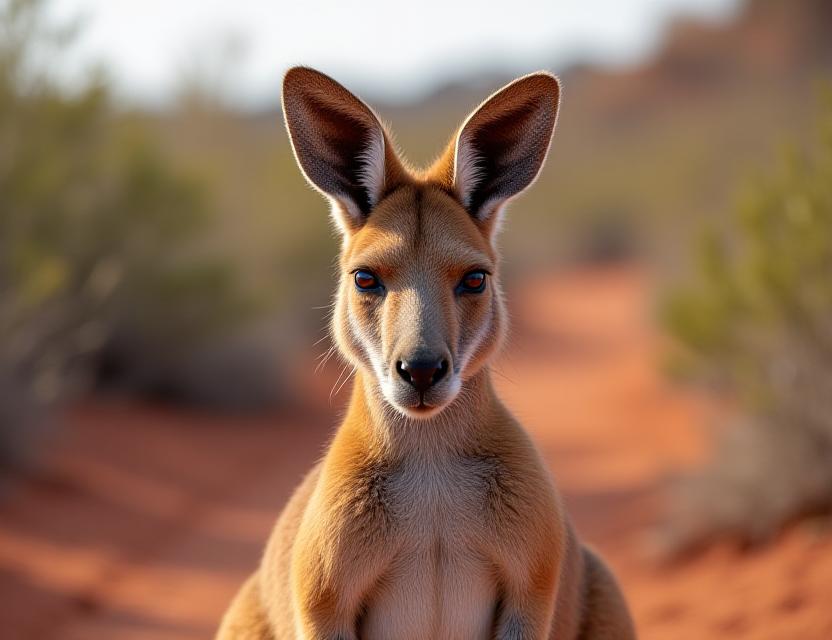 Red kangaroo in natural outback habitat