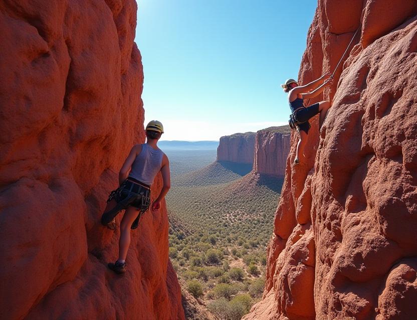 Rock climbing on outback cliff faces