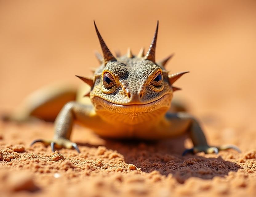 Thorny devil lizard on desert sand
